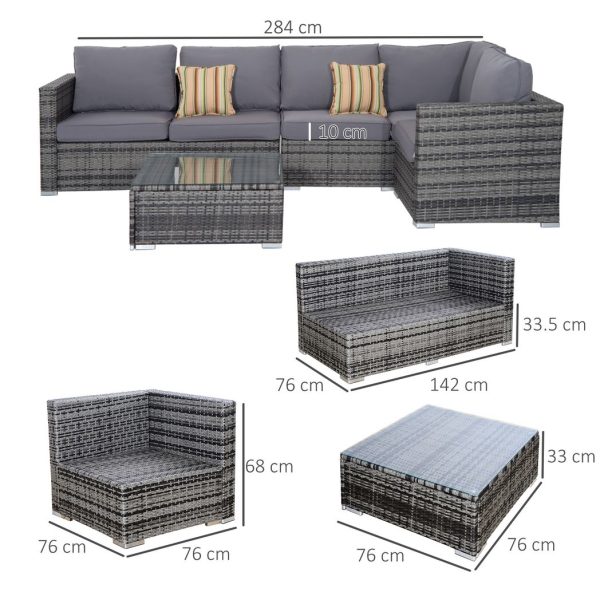 Rattan Set, 4 PC-Grey - Image 5