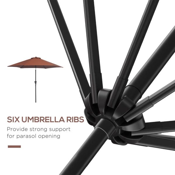 Patio Umbrella Parasol Sun Shade Garden Aluminium Coffee 2.7M - Image 8
