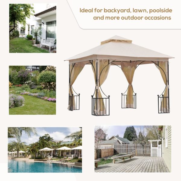 Metal Gazebo With Sides Beige  3m x 3m Waterproof Gazebo - Image 7