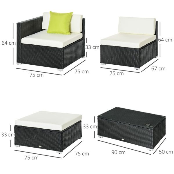 5 PCS Rattan Sofa Set-Black - Image 5