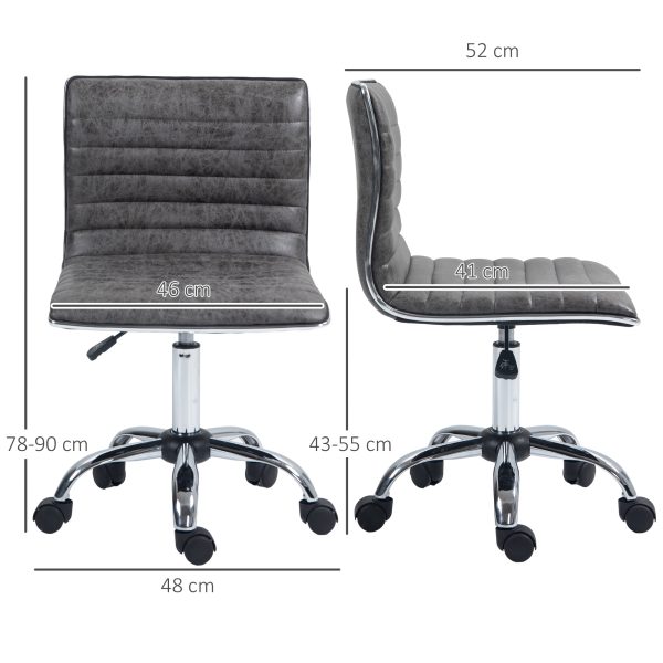 HOMCOM Armless Mid-Back Adjustable Office Chair with 360 Swivel Grey - Image 3
