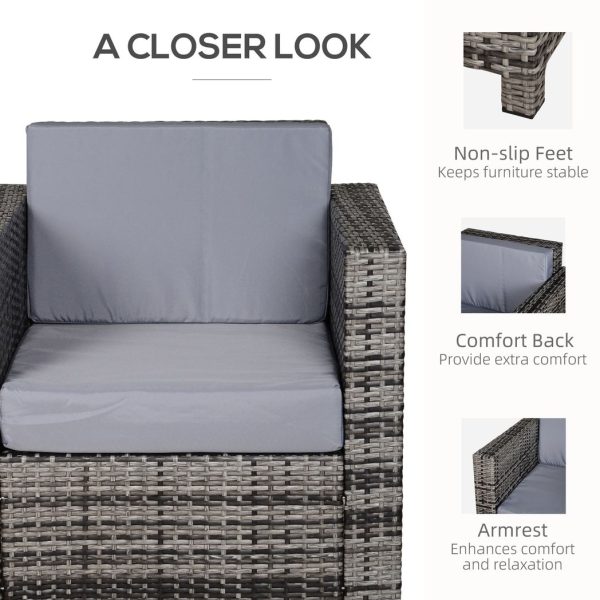 Rattan Outdoor Garden Single Sofa Armchair Grey - Image 6