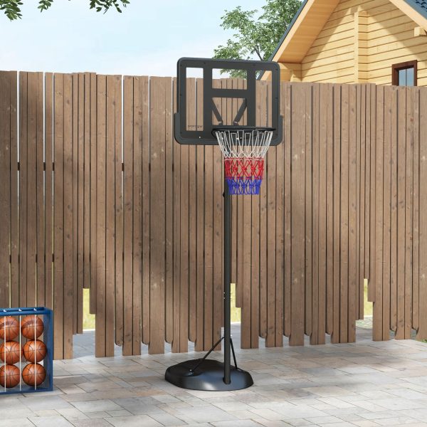 SPORTNOW 1.7-2.3m Basketball Hoop and Stand with Weighted Base, Wheels - Black - Image 2