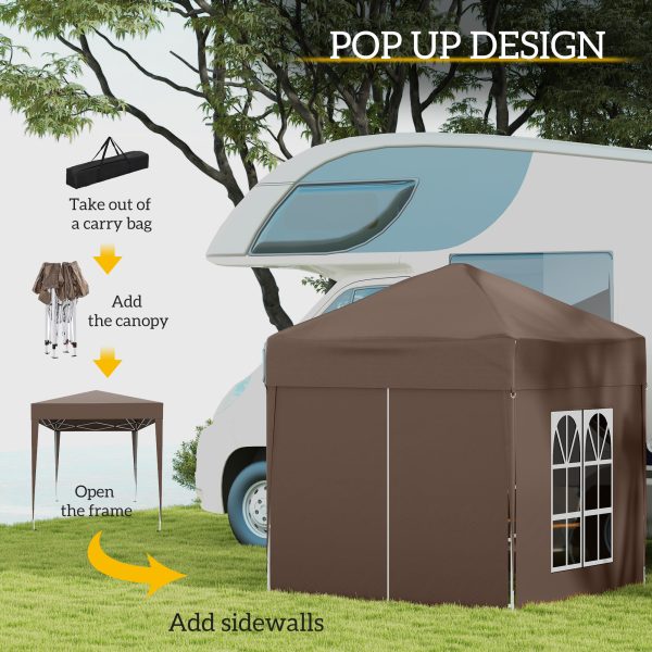 Pop Up Gazebo Canopy, size (2 x 2m)- Coffee - Image 3