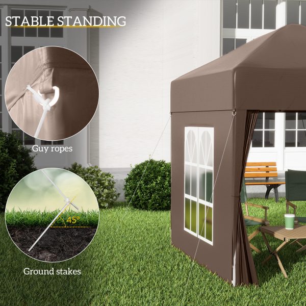 Pop Up Gazebo Canopy, size (2 x 2m)- Coffee - Image 6