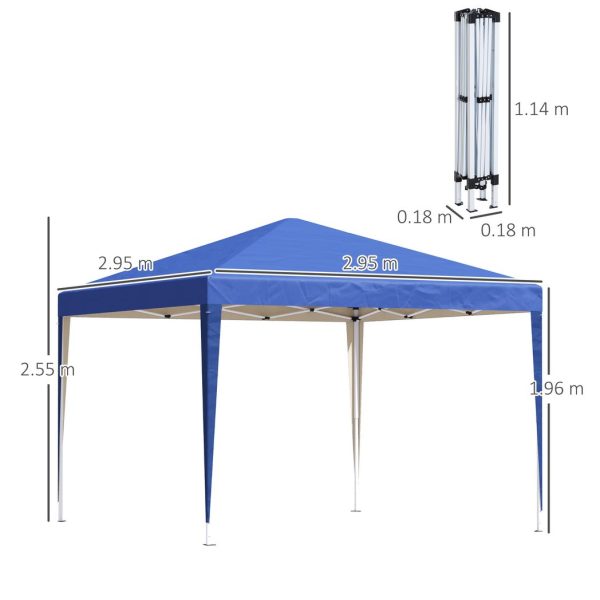3 x 3m Garden Pop Up Gazebo Marquee Party Tent Wedding Canopy Blue - Image 5