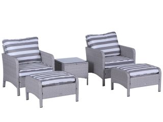 5-Piece PE Rattan Outdoor Garden Furniture Set Light Grey