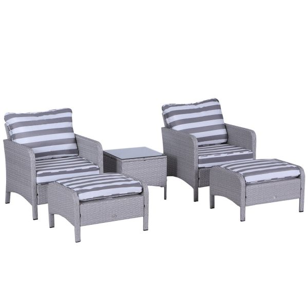 5-Piece PE Rattan Outdoor Garden Furniture Set Light Grey