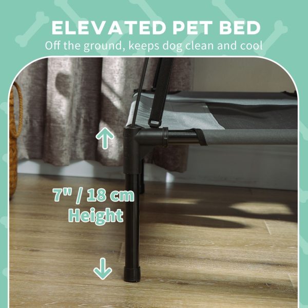 92 cm Elevated Dog Bed Cooling Raised Pet Cot UV Protection Canopy Grey Pawhut - Image 7