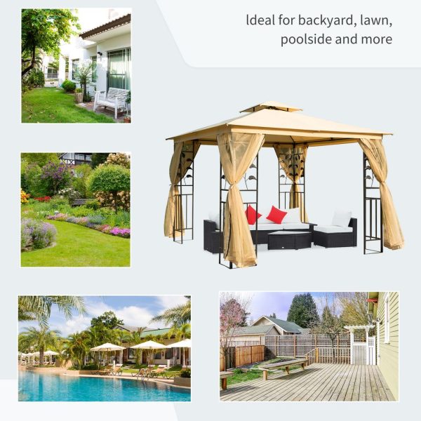 3x3 m Double Top Gazebo-Beige - Image 7