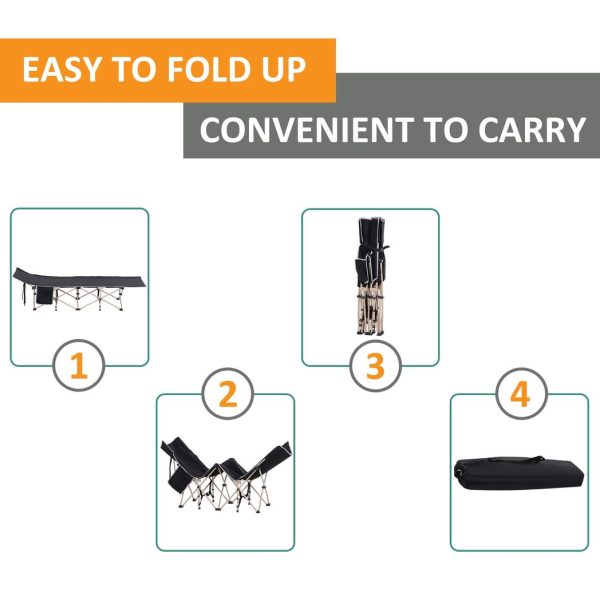 Single Portable Outdoor Military Sleeping Bed Camping Cot Black Outsunny - Image 3