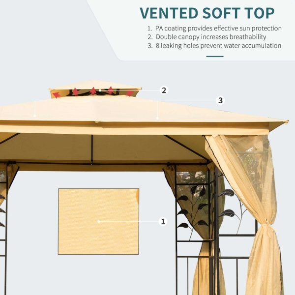 3x3 m Double Top Gazebo-Beige - Image 4