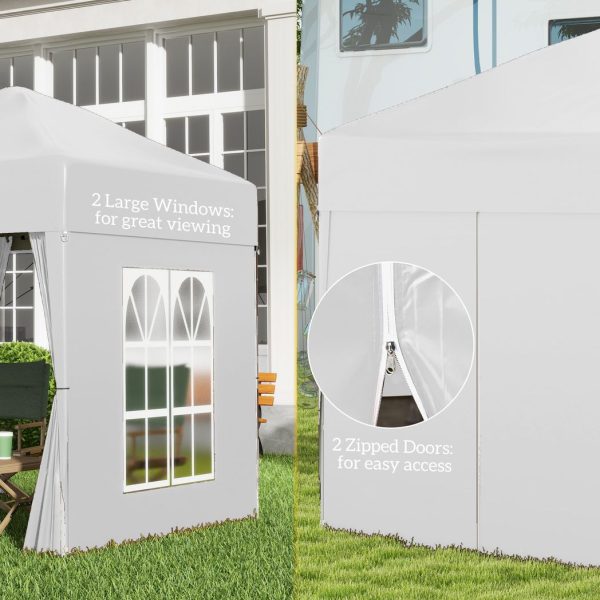 2mx2m Pop Up Gazebo Party Tent Canopy Marquee with Storage Bag White - Image 7