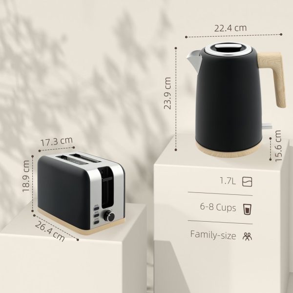 HOMCOM 1.7L Electric Fast Boil Kettle and 2 Slice Toaster Set - Image 5
