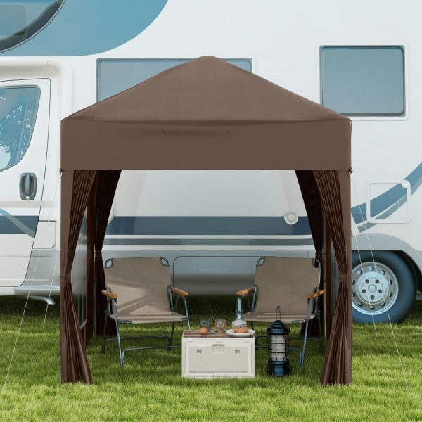 Pop Up Gazebo Canopy, size (2 x 2m)- Coffee - Image 8
