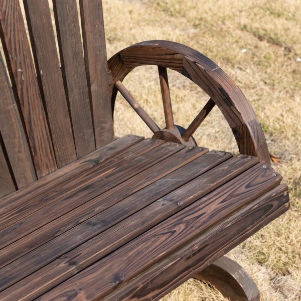 2 Seater Garden Bench w/ Wheel-Shaped Armrests Carbonized colour Outsunny - Image 8