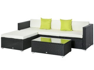 5 PCS Rattan Sofa Set-Black
