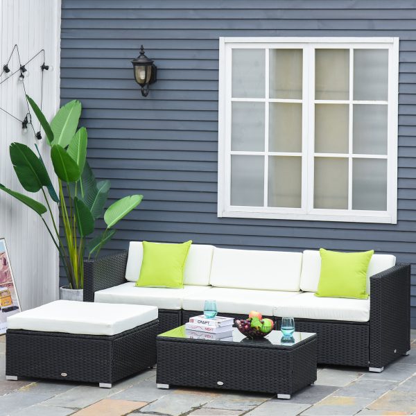 5 PCS Rattan Sofa Set-Black - Image 2