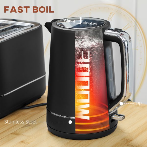 HOMCOM 1.7L 3000W Fast Boil Electric Kettle and 2 Slice Toaster Set - Image 3