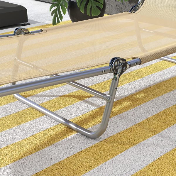 Outsunny 2 Pieces Sun Loungers Foldable Reclining Chair with Headrest - Image 7