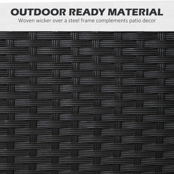 Outsunny 4 Seater Rattan Garden Dining Set Outdoor with Umbrella Hole - Black - Image 7