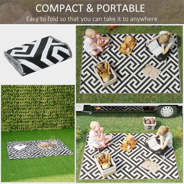 121x182cm Reversible Outdoor Rug Portable Plastic Straw RV  Outsunny - Image 3