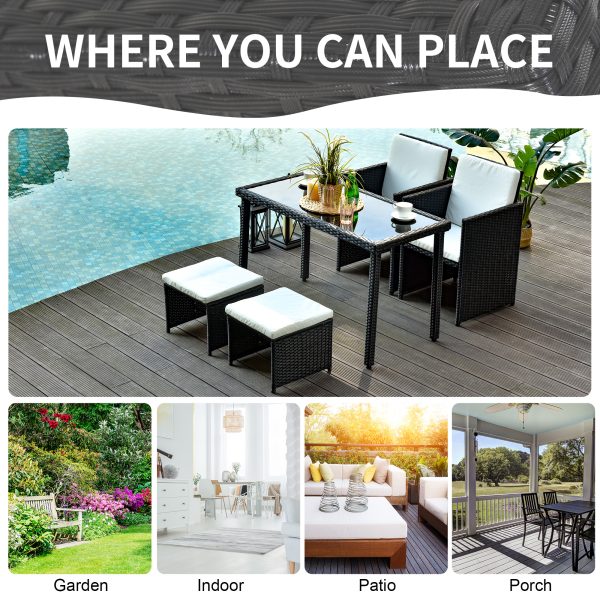 5 P? Rattan Set-Black/Creamy White - Image 7