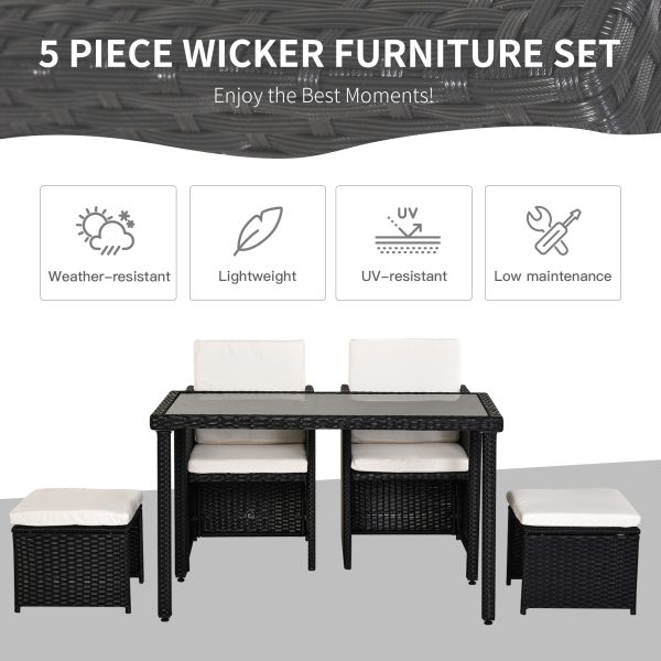 5 P? Rattan Set-Black/Creamy White - Image 3