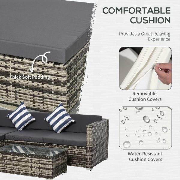 5 Pieces Rattan Sofa Set Wicker Sectional Cushion Patio Grey Garden - Image 4