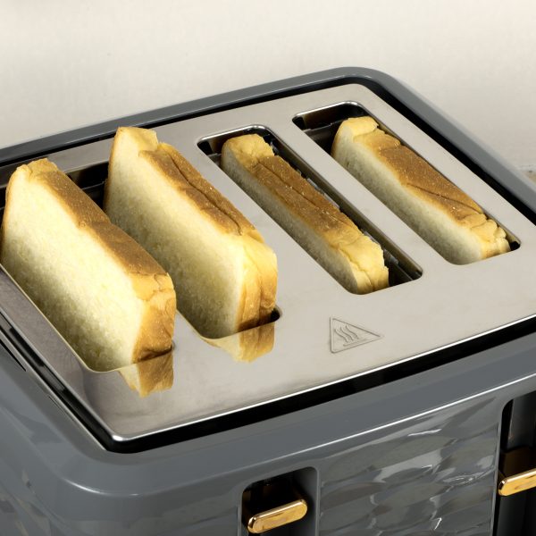 HOMCOM Toaster with 4 Slot, 7 Browning Levels, 1600W, Grey Ripple - Image 8
