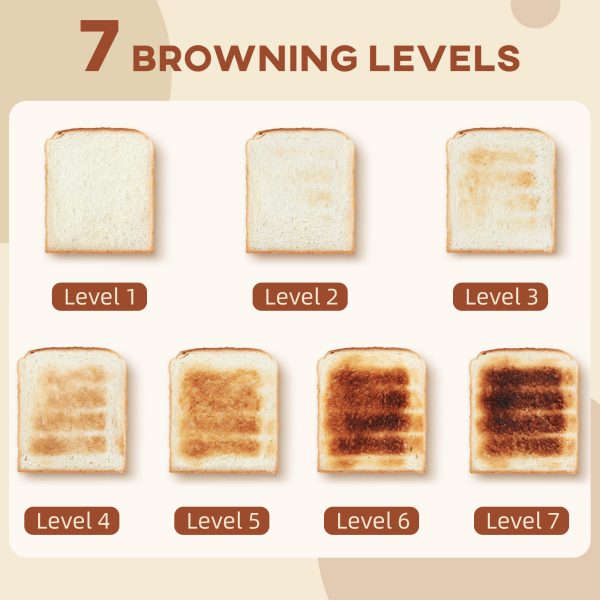 HOMCOM Toaster with 4 Slot, 7 Browning Levels, 1600W, Black Honeycomb - Image 6