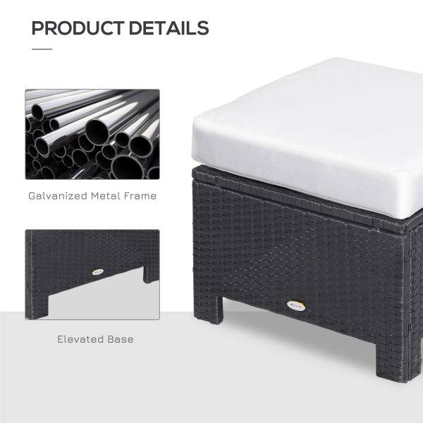 Rattan Ottoman -Black - Image 7
