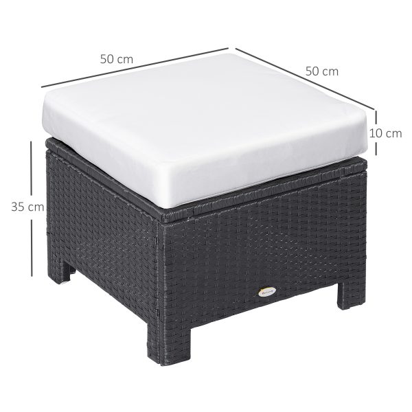 Rattan Ottoman -Black - Image 5