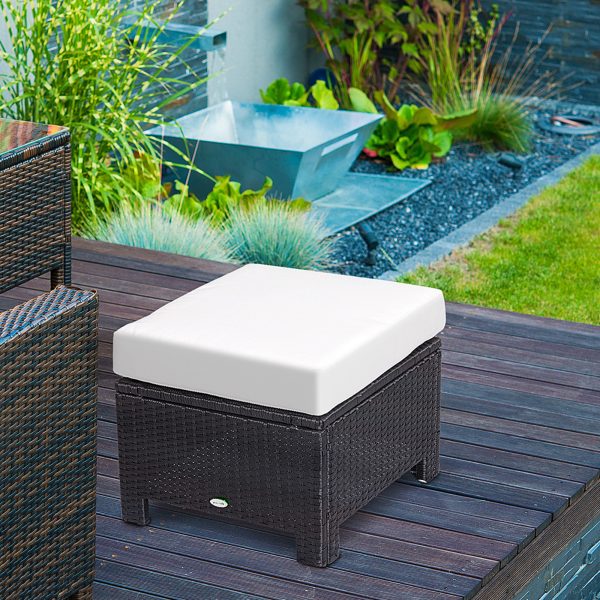 Rattan Ottoman -Black - Image 2