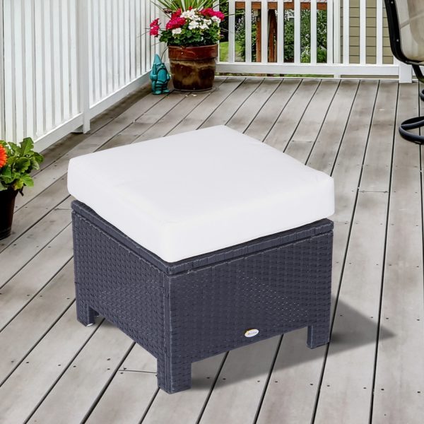 Rattan Ottoman -Black - Image 8