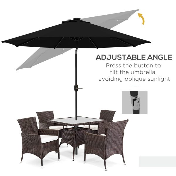 Outsunny 24 LED Solar Powered Parasol Umbrella Garden Tilt Outdoor String Light - Image 4