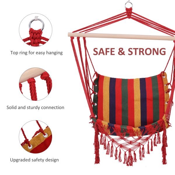 Hammock Chair Swing Colourful Striped Seat Porch Indoor Outdoor Hanging Beach - Image 3