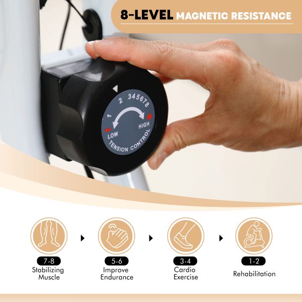 SPORTNOW Folding Exercise Bike with Heart-Rate Sensor for Home Use, Black/White - Image 4