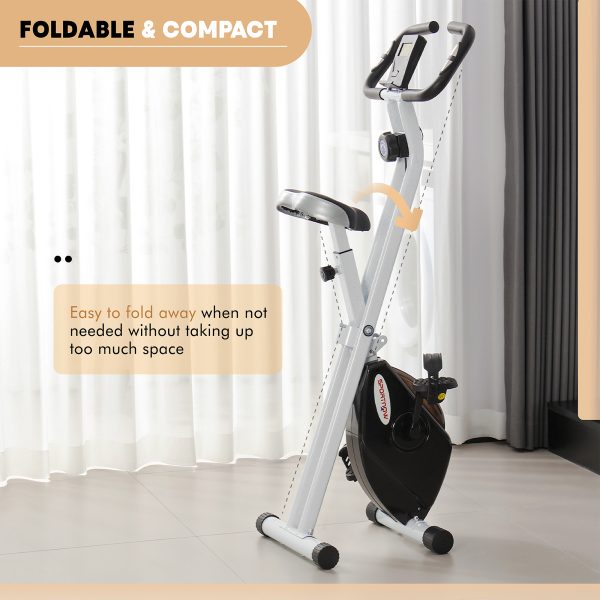 SPORTNOW Folding Exercise Bike with Heart-Rate Sensor for Home Use, Black/White - Image 8