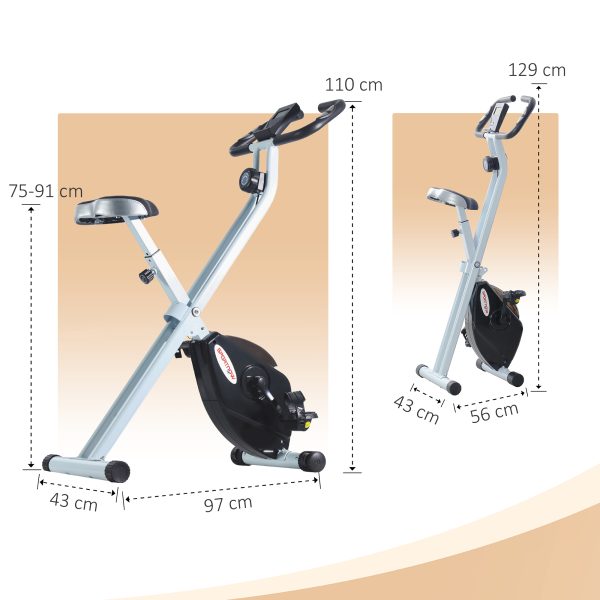 SPORTNOW Folding Exercise Bike with Heart-Rate Sensor for Home Use, Black/White - Image 5