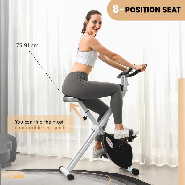 SPORTNOW Folding Exercise Bike with Heart-Rate Sensor for Home Use, Black/White - Image 6