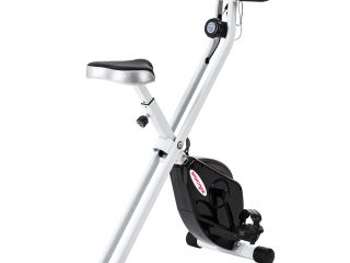 SPORTNOW Folding Exercise Bike with Heart-Rate Sensor for Home Use, Black/White