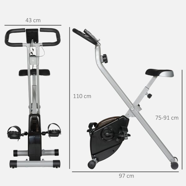 SPORTNOW Folding Exercise Bike with Heart-Rate Sensor for Home Use, Black/Grey - Image 5