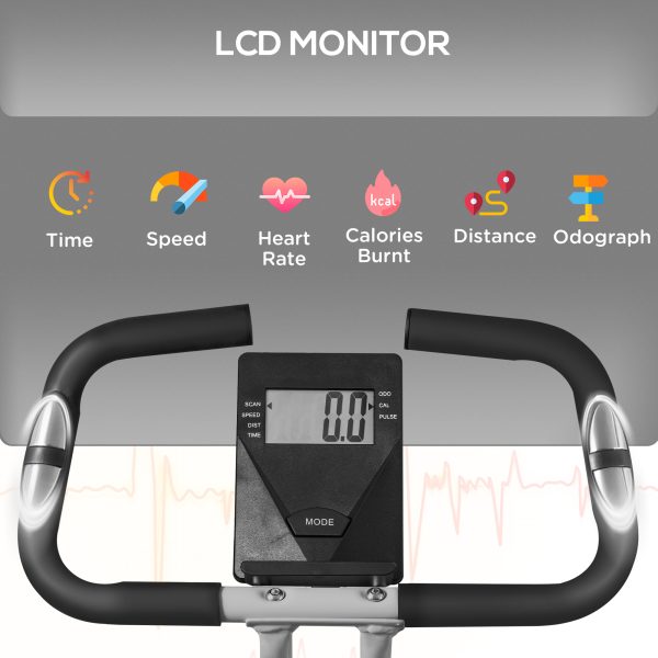 SPORTNOW Folding Exercise Bike with Heart-Rate Sensor for Home Use, Black/Grey - Image 3