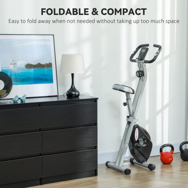 SPORTNOW Folding Exercise Bike with Heart-Rate Sensor for Home Use, Black/Grey - Image 8