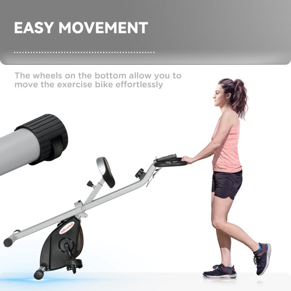 SPORTNOW Folding Exercise Bike with Heart-Rate Sensor for Home Use, Black/Grey - Image 7