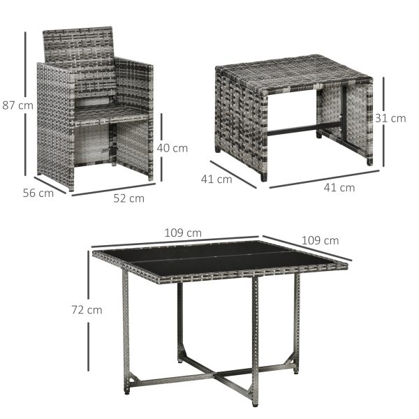 Rattan Furniture Set Wicker Weave Patio Dining Table Seat Mixed Grey - Image 5