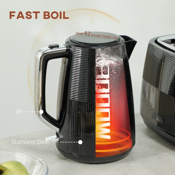 HOMCOM 1.7L Fast Boil Electric Kettle and 2 Slice Water Toaster Set - Image 3