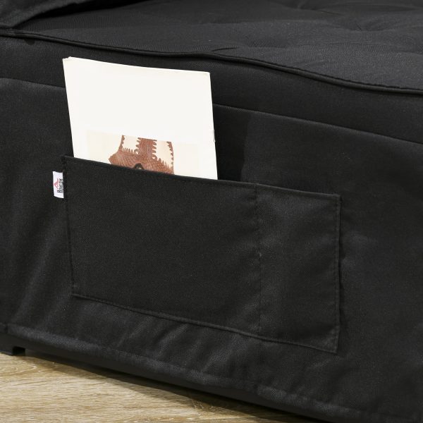 HOMCOM Folding Sleeper Chair Bed with Pillow and Side Pockets, Black - Image 8