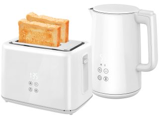 HOMCOM 1.5L 3000W Fast Boil Electric Kettle and 2 Slice Toaster Set, White